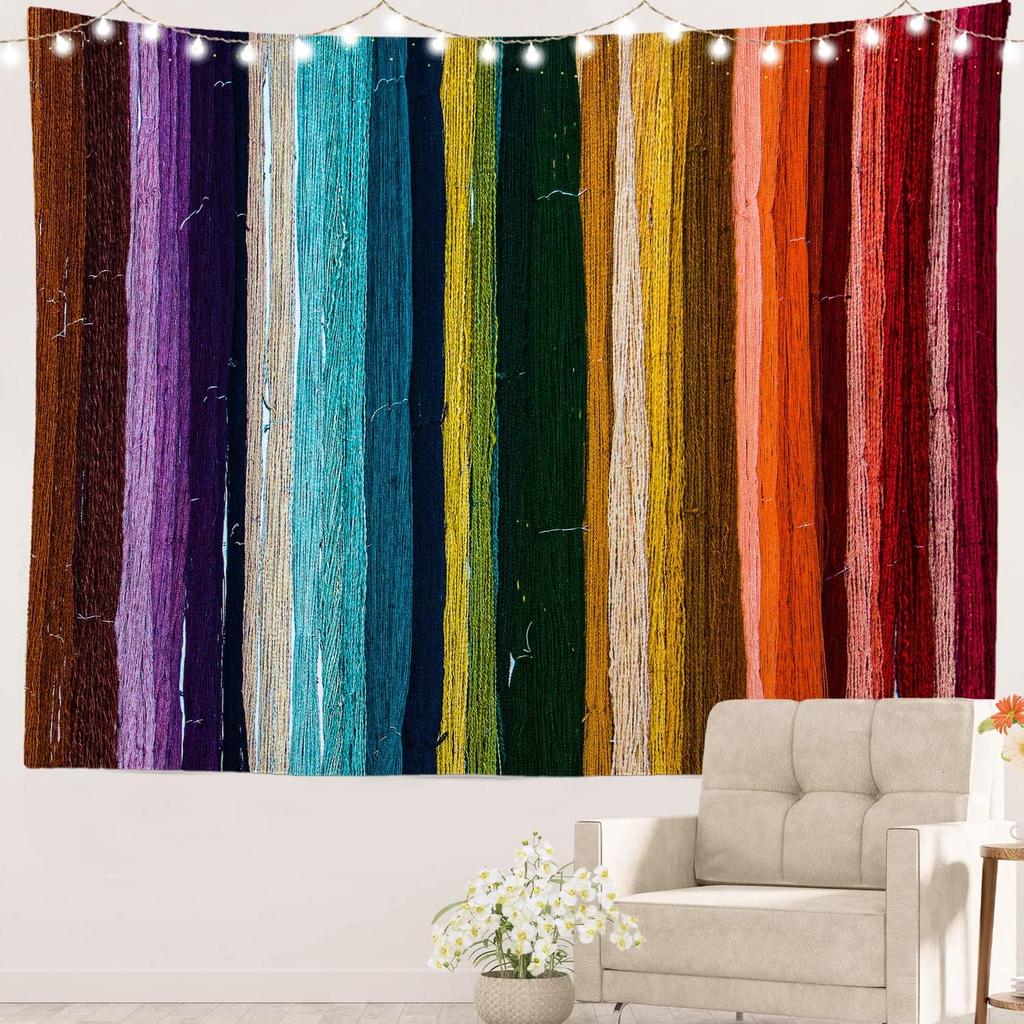 Abstract Modern Aesthetic Tapestry, Simple Dot Neutral Tones Wall Art Hanging Decoration Polyester Fiber White Ruffled Around