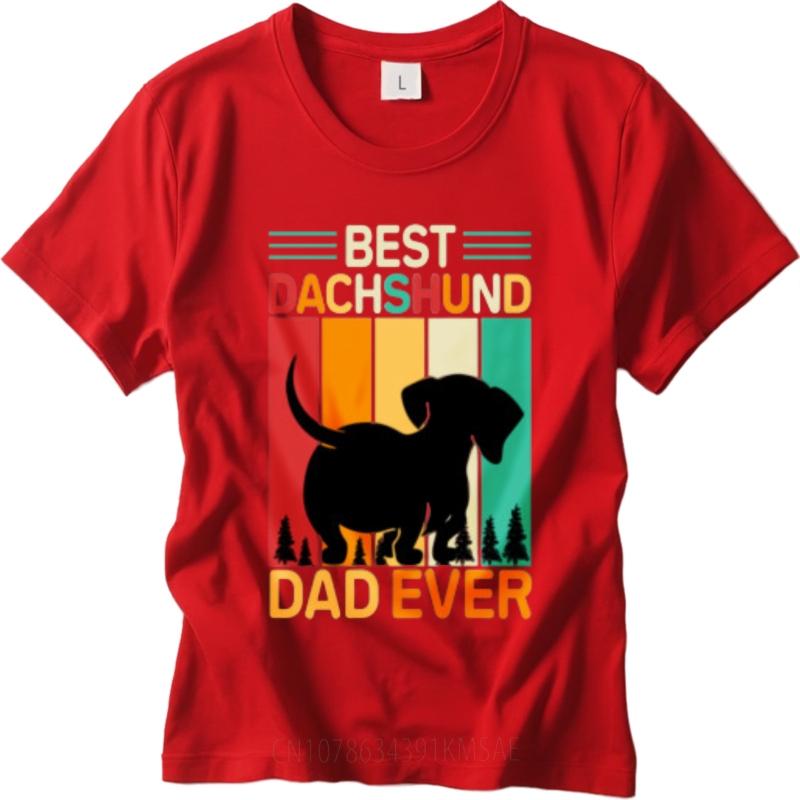 Minimalist Tshirt Soft Oneck t shirt Vintage Best Dachshund Dad Ever Vintage Design Hiphop For men Tee shirt Breathable Tee S