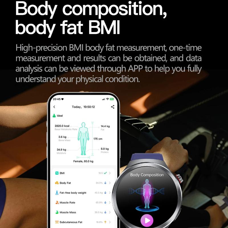שעון חכם חדש 2025 ECG גברים מסך AMOLED 1.73 אינץ' זיהוי רגשי שעוני ניטור עייפות בקרת גישה NFC שעון חכם