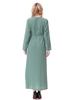 Women's Round Neck Solid Chiffon Zipper Long Dress, TH913