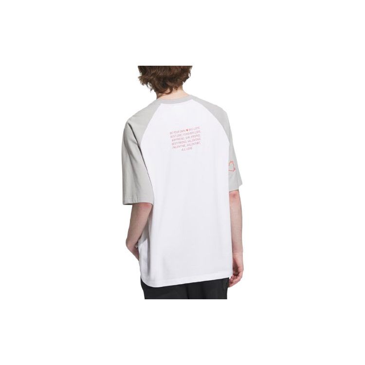 Adidas Color Block Logo Embroidered Round Neck Loose Short Sleeve T-Shirt Unisex T-Shirts White Light-Gray IT6401
