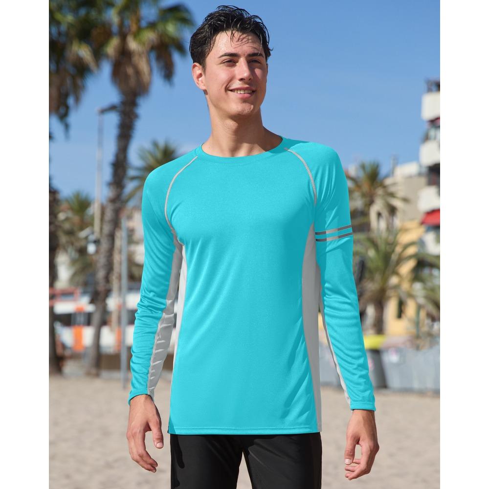 CHARMLEAKS Mens UPF 50+ Long Sleeve Rash Vest Quick Dry Rash Guards Surfing Swim Shirt