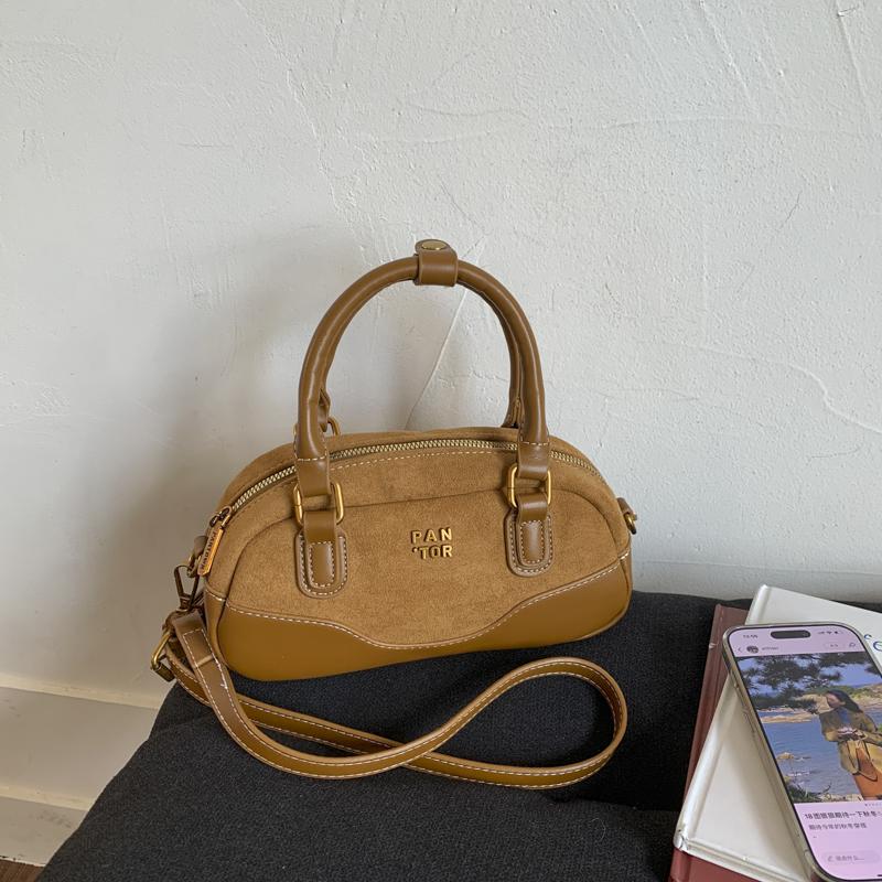 Retro Frosted Hand-held Square Bag Women's Suede Shopping Crossbody Bags Trendy Large Capacity Patchwork Shoulder Pack