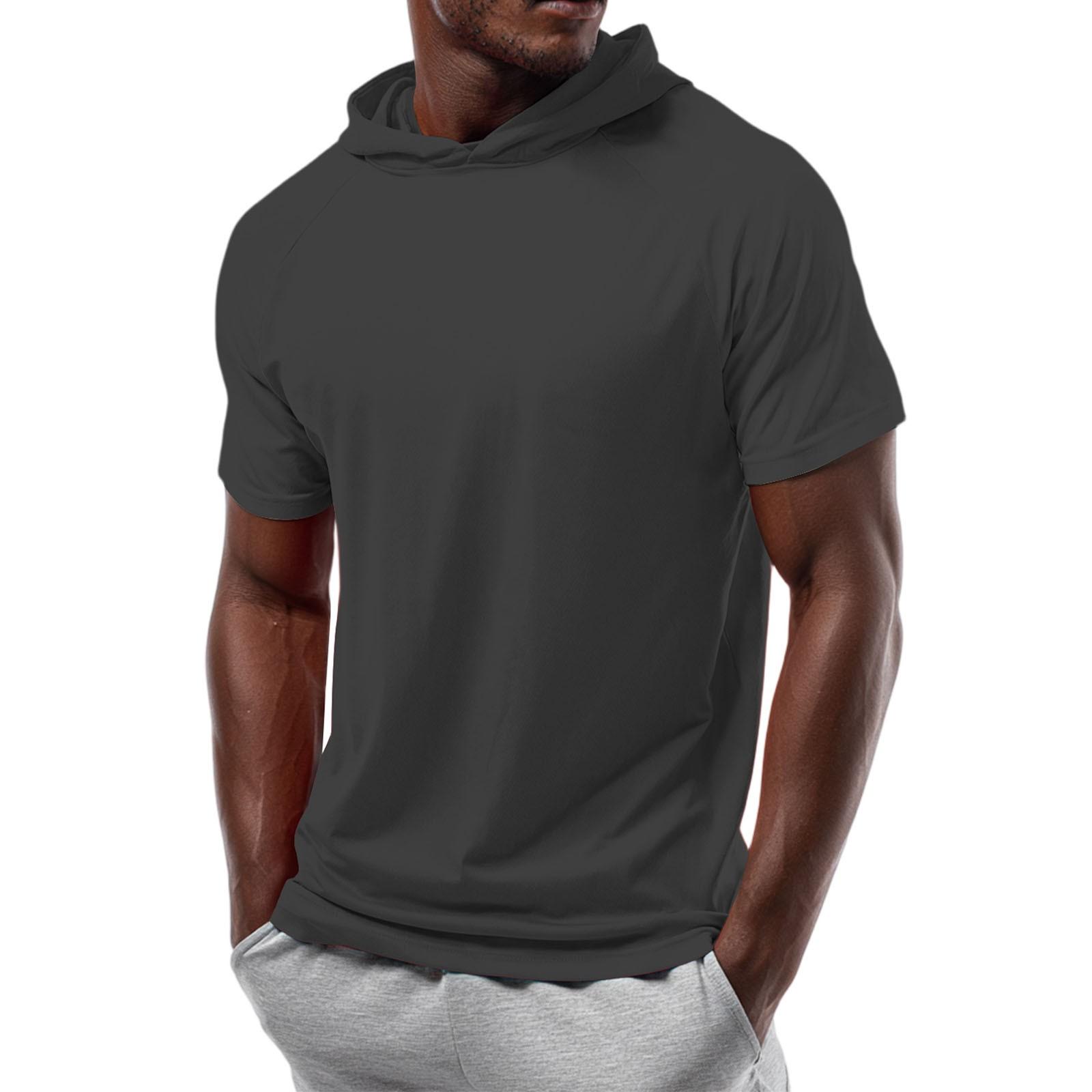 

Men s Straight Shoulder Short-sleeved Hoodie T-shirt Sweatshirt XL
