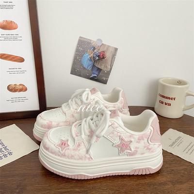 Pink Platform Bread Shoes Female Stars Autumn New Chic Niche Design Breathable Sports Sub