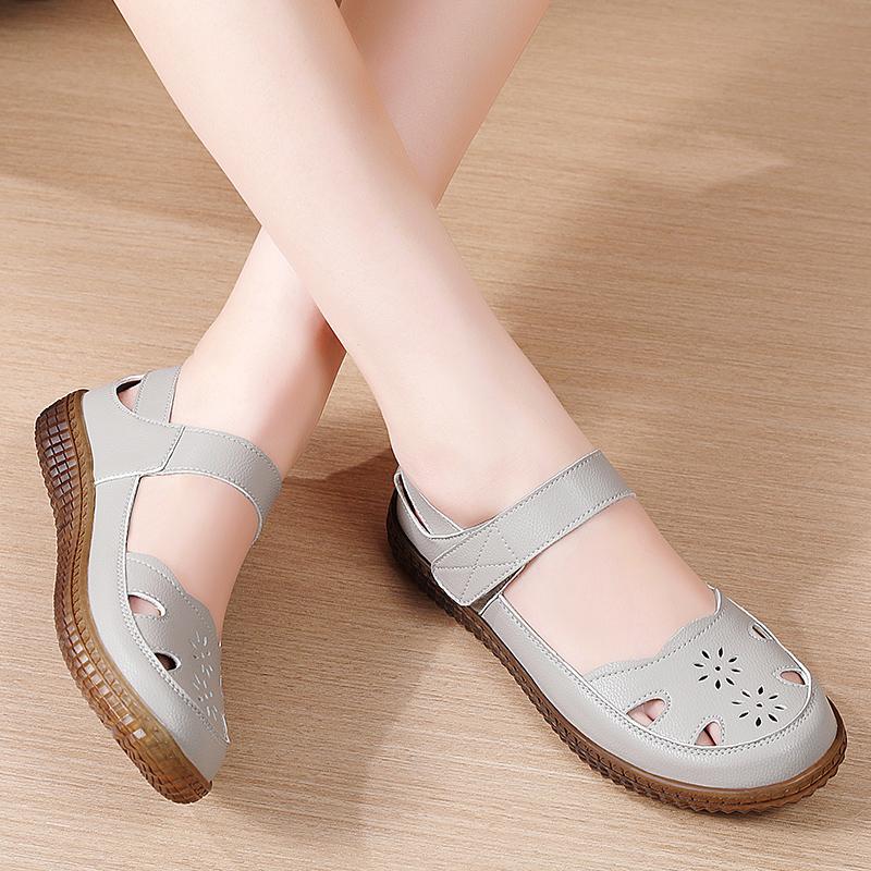 Women's Sandals Summer Mary Jane Beach Shoes White Flat Shoes Casual Soft Walking Sandals for Girl Plus Size