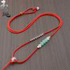 Handwoven Adjustable Jade Pendant Lanyard Necklace - Thin Gold Rope Style