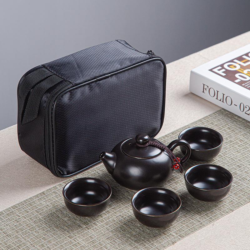 Portable ceramic Xishi pot travel kung fu tea set real estate souvenir