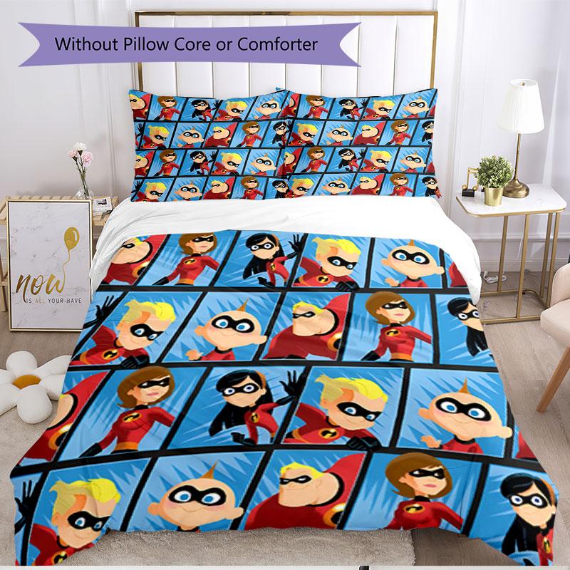 3pcs Duvet Cover Set (1*Duvet Cover + 2*Pillowcase, Without Core), Incredibles Print Soft All‑Season Bedding Set, Home Bedroom Decor Gift