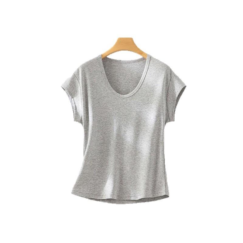 Macaron Color Clavicle Collar Short-sleeved Shirt with Bottoming Shirt Inside Women's Summer Thin Casual and Thin Knitted Sweater