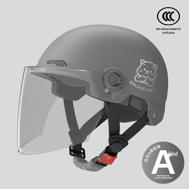 Women's Bear Head Electric Scooter Half Helmet with Sun and Ear Protection, Lightweight, Ventilated, and Warm for Winter.