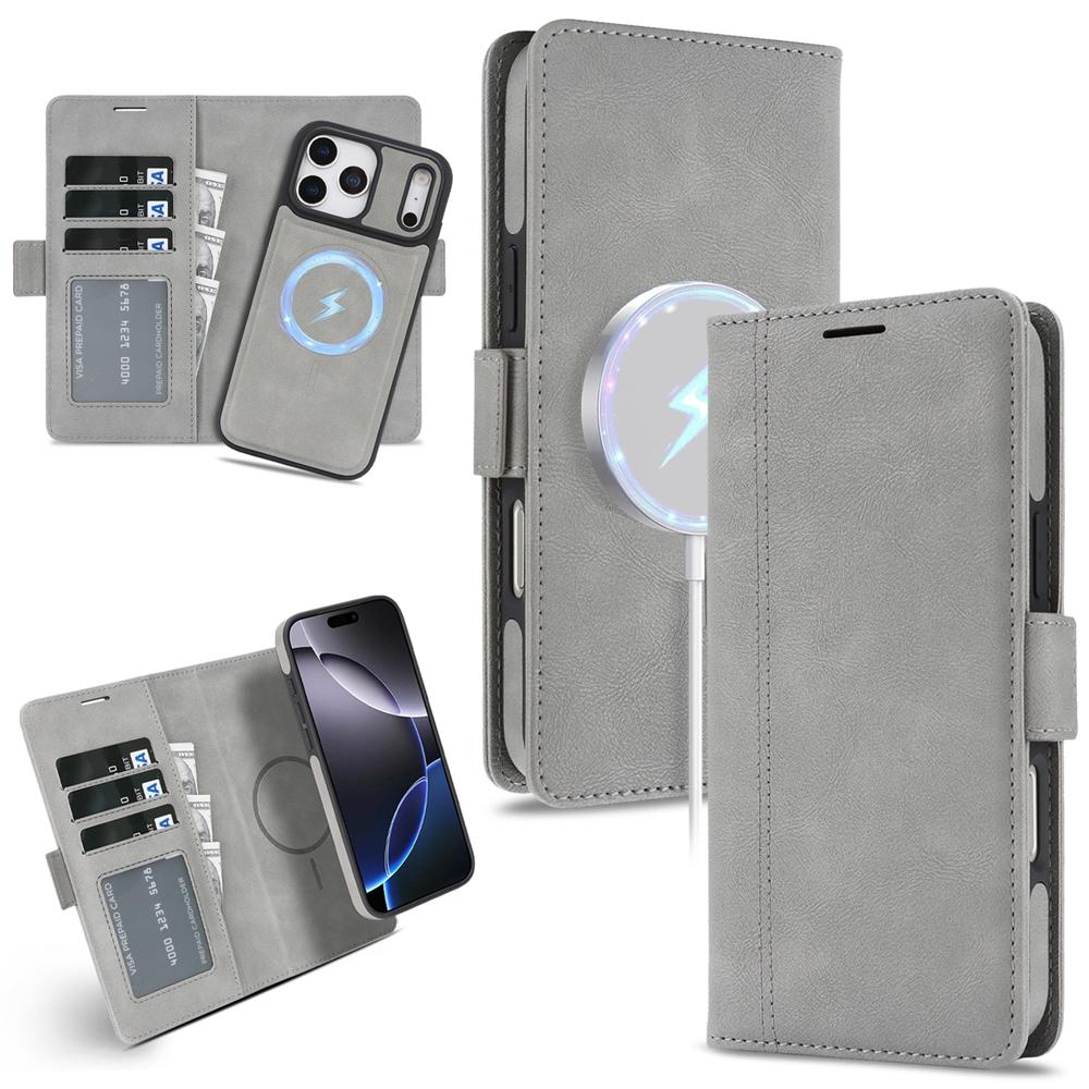 2 in 1 Magnetic Wallet Case for IPhone 18 17Air 17 Promax 16 Pro Max 15 Plus 14 13 12 Wireless Charging Phone Cover Cards Slot