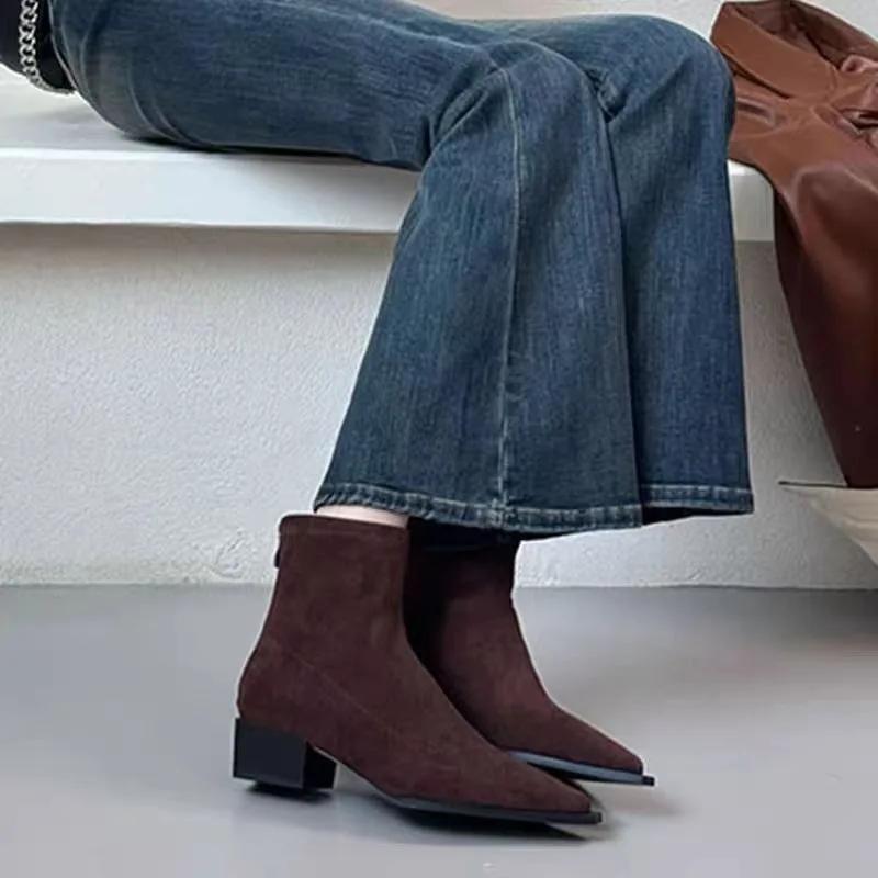 

2024 Высококачественная женская обувь с молнией сзади, женские сапоги, модные леопардовые туфли для офиса и карьеры, сексуальные туфли с острым носком для женщин 40