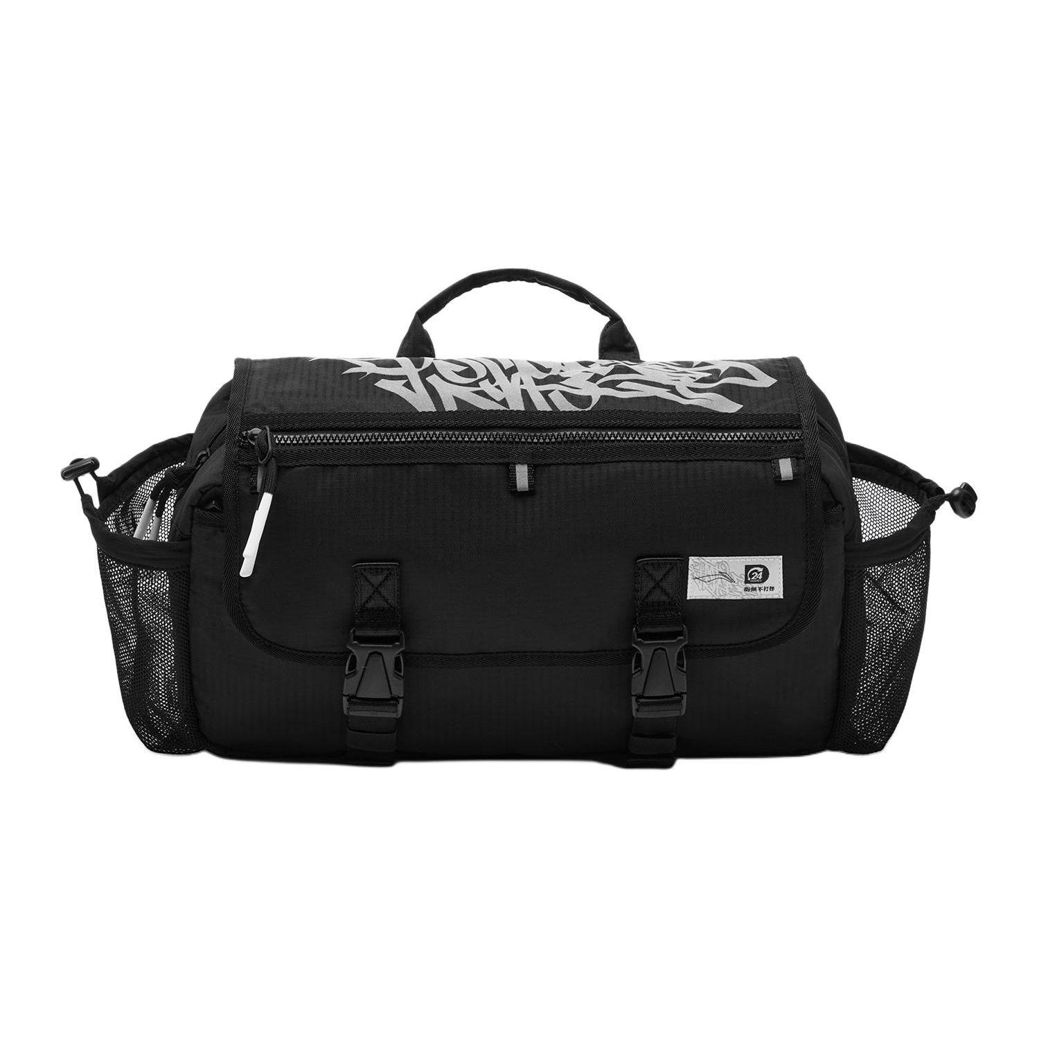 Li Ning Brand Logo Flip Closure Nylon Handheld Shoulder Crossbody Bag Unisex bags Black ABDU049-2 New Standard Black