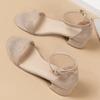 Beige High Heels Sandals Women Summer Shoes Women Fashion Open Toe Buckle Sandals Casual Square Heel Female Shoes