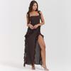 Ladies' Sexy Patchwork Temperament Slit Backless Long Dress