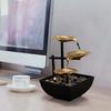 Tischbrunnen USB-betrieben Kleiner Wasserfallbrunnen mit Steinen 3 Ebenen Lotus Entspannung Schreibtisch-Wasserfall-Dekoration für Tisch Büro Schlafzimmer