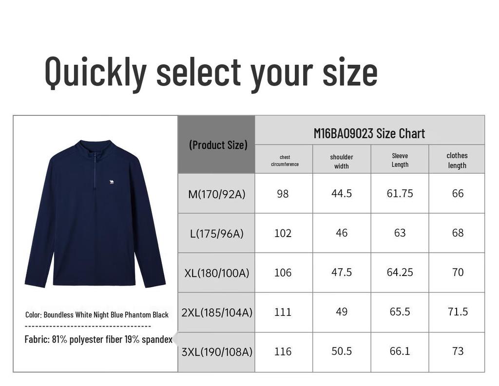Camel Quick-Dry Half-Zip Long Sleeve Base Layer T-Shirt