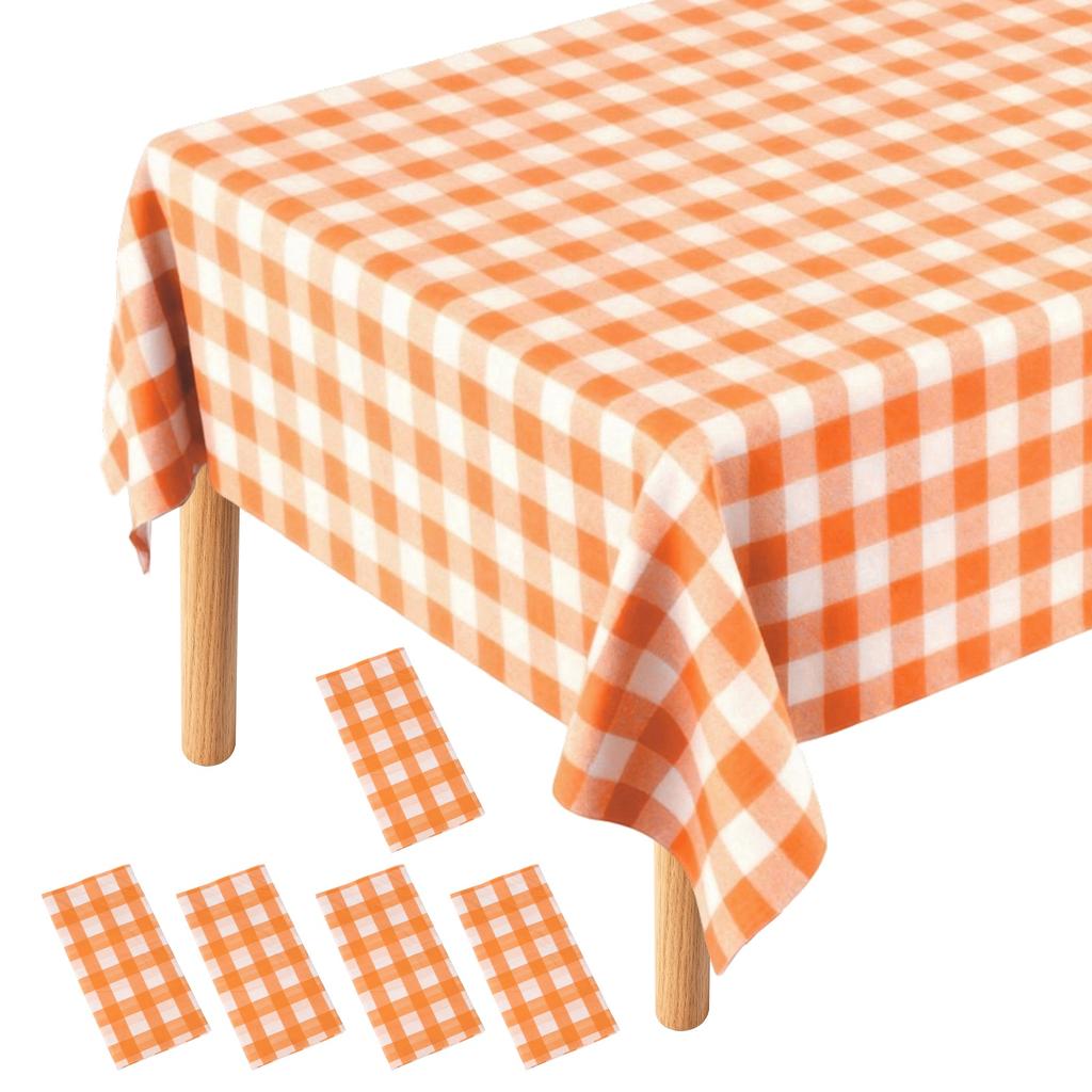 5pcs 54 X 108" Gingham Table Cloths Rectangle Plastic Tablecloth Waterproof Table Cover for Dining Birthday Party Kitchen Picnic