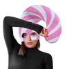 Holiday Party Hat Stripe Hat Mask Candy Cane Costume Christmas Elf Hat Christmas Candy Outfit Halloween Cosplay Costumes