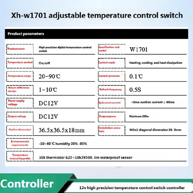 W1701 Einstellbarer Temperaturregelschalter Temperaturregler Thermostat Temperaturregelmodulplatine