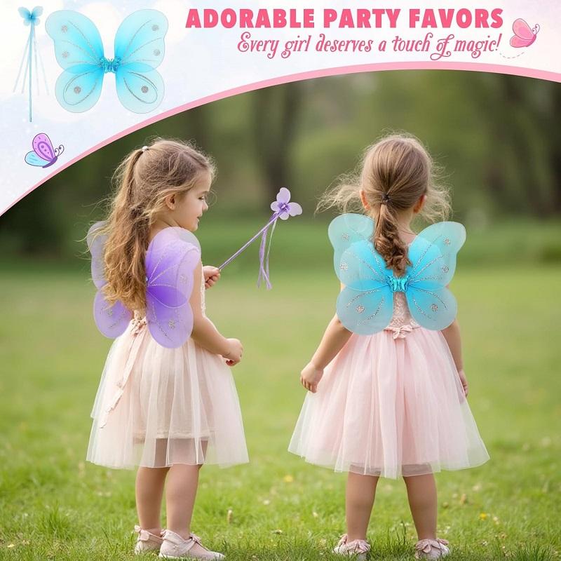 Led Butterfly Wings Light Up Angel Wings Kids Hair Bows Girl Headband Costume Girls Dress Props Party Angel Luminous Fairy Wings