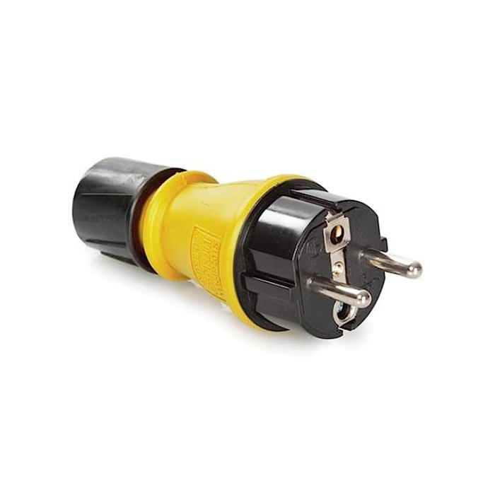 Fiche extérieure - Perel - Schuko - Mâle - 250V - IP54 - Noir
