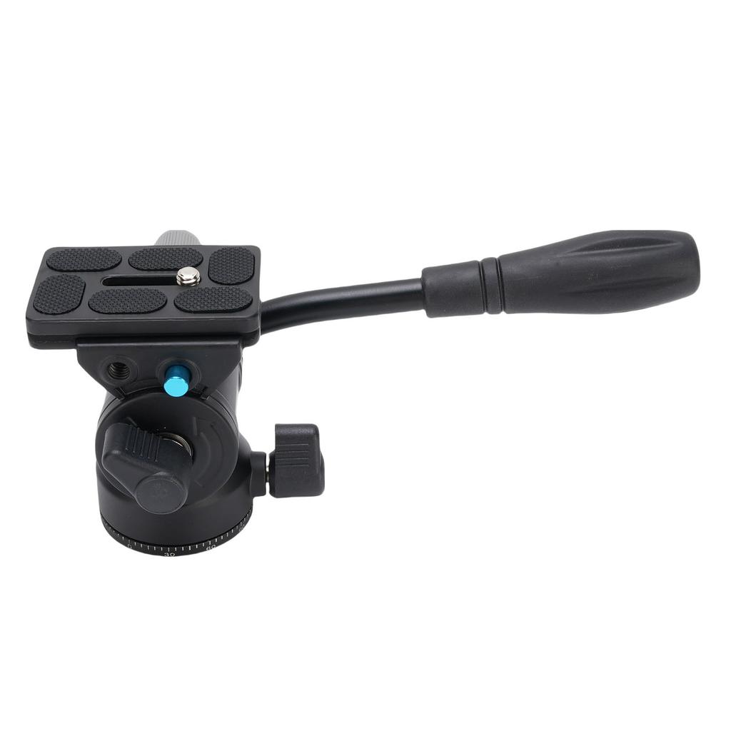 Tripod Fluid Head 360 degrees Panorama Aluminum Alloy Video Tripod Head with Steel Handle 3 8in Bottom Screw Hole 5kg