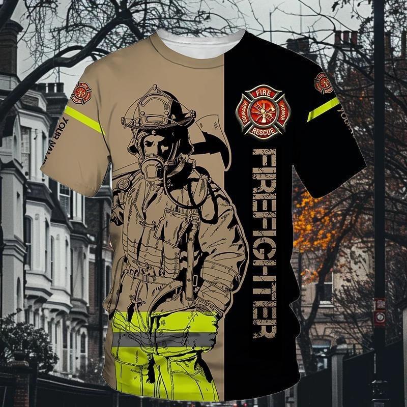 

Мужские футболки с 3D-принтом графика пожарного, летние повседневные футболки с круглым вырезом и коротким рукавом S