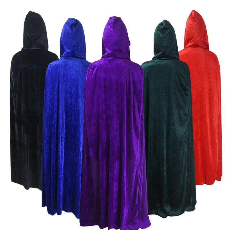 Vibrant Velvet Cloak With Hood In Multiple Colors For Halloween Festivities