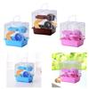 Portable Hamster Cage with Handle Gerbils Carry Case for Temporary Housing Accessories with Ventilation Small Animal Carrier