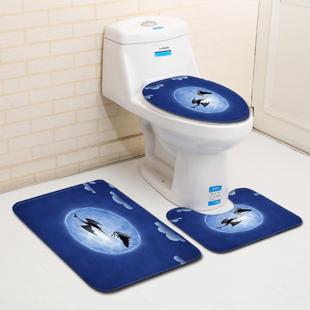 Christmas Bathroom Floor Mat Toilet Three-Piece Set
