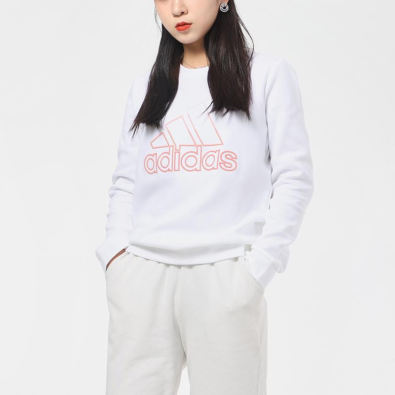Adidas Fi Gfx Sweat Color Block Logo Crewneck Sweatshirt Women Sweatshirt White GP0702