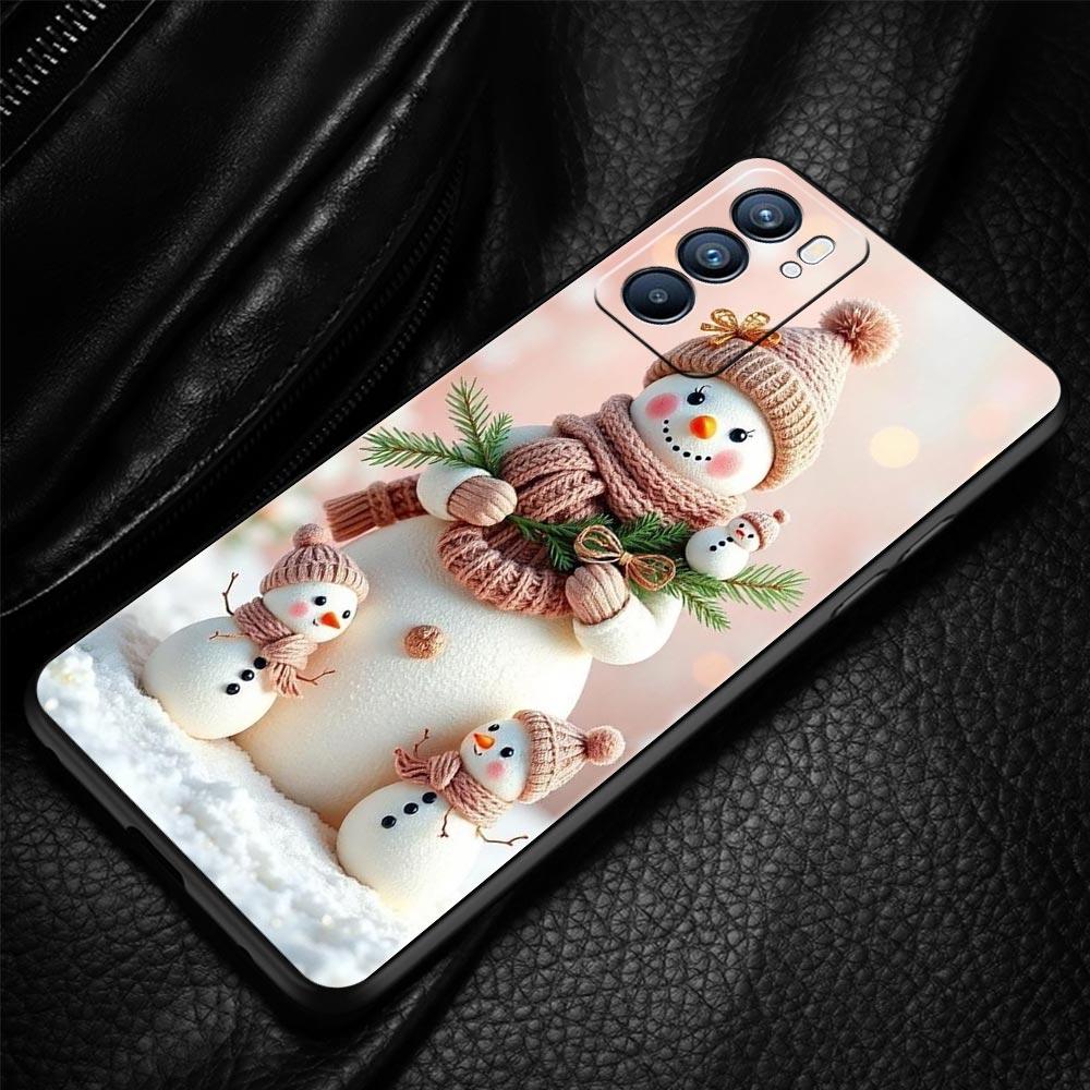 Christmas Snowman Phone Case For Oppo A17 A31 A54 A57 A78 A79 A98 Find X5 X6 Reno 6 7 8 10 11 12 13 F Pro 5G Soft TPU Cover Bags