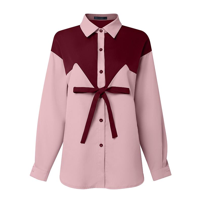 ZANZEA Damska bluzka z długim rękawem i kołnierzykiem typu „klik”