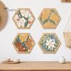 Morandi Color Wall Hanging 4 Pcs Flowers Wooden Art Decor Hexagon Hollow Out Boho Modular Geometric Flower Sculpture Bohemian Farmhouse Sign