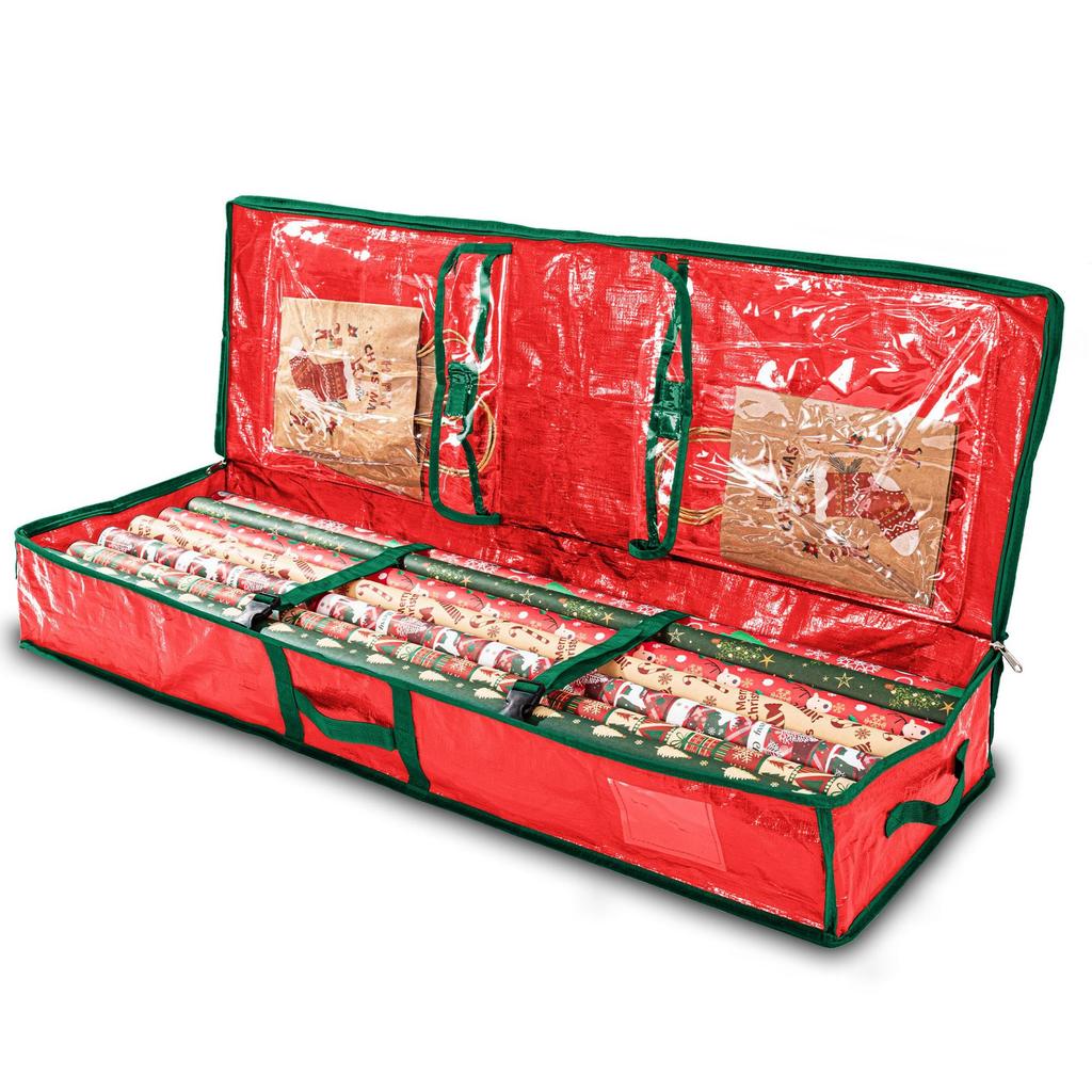 Christmas Wrapping Paper Storage Organizer 40" Durable 600D Oxford Fabric Gift Wrap Storage Bag Fits Ribbon Ornaments Holiday