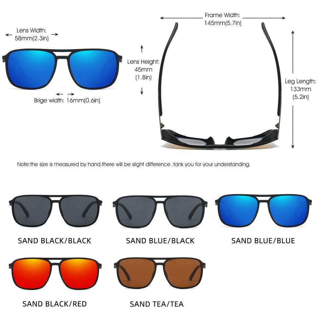 Men'S Square Polarized Sunglasses Uv400 Protection Anti-Glare Sun Shades Glasses For Driving Fishing Cycling Outdoor Activities