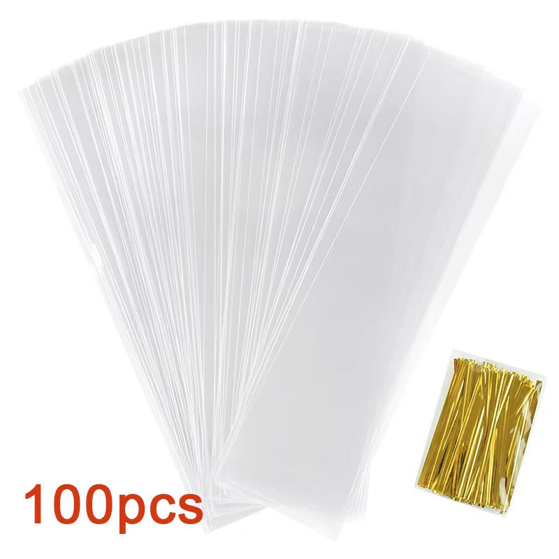 

100/50 шт. Рождественские прозрачные упаковочные пакеты для конфет из хавов OPP, пластиковые пакеты для конфет, свадебные, детские, для дня рождения, вечеринки 100pcs