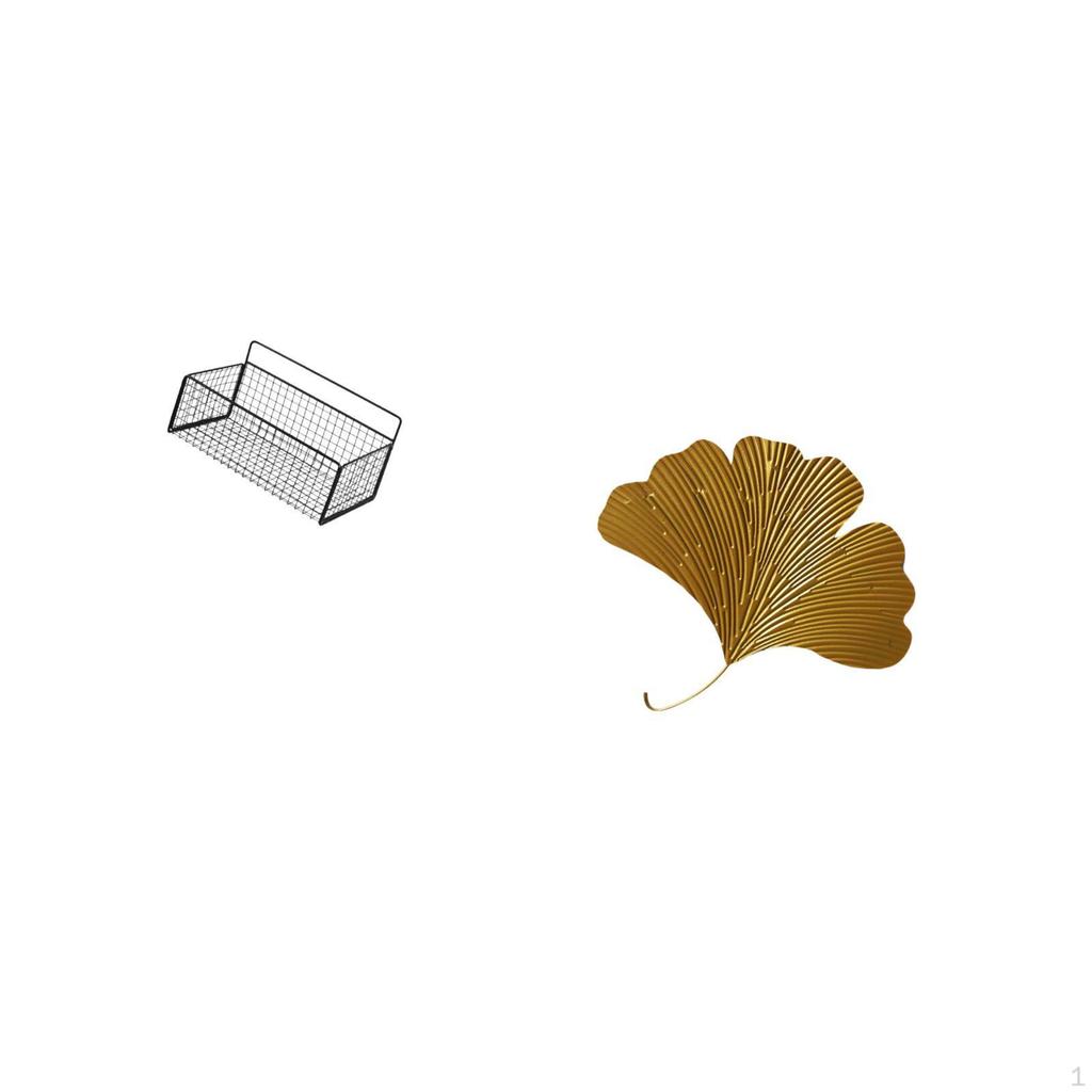 Wrought Iron Ginkgo Leaves Wall Decor Sculpture for Living Room Office Hotel Dining Restaurant
