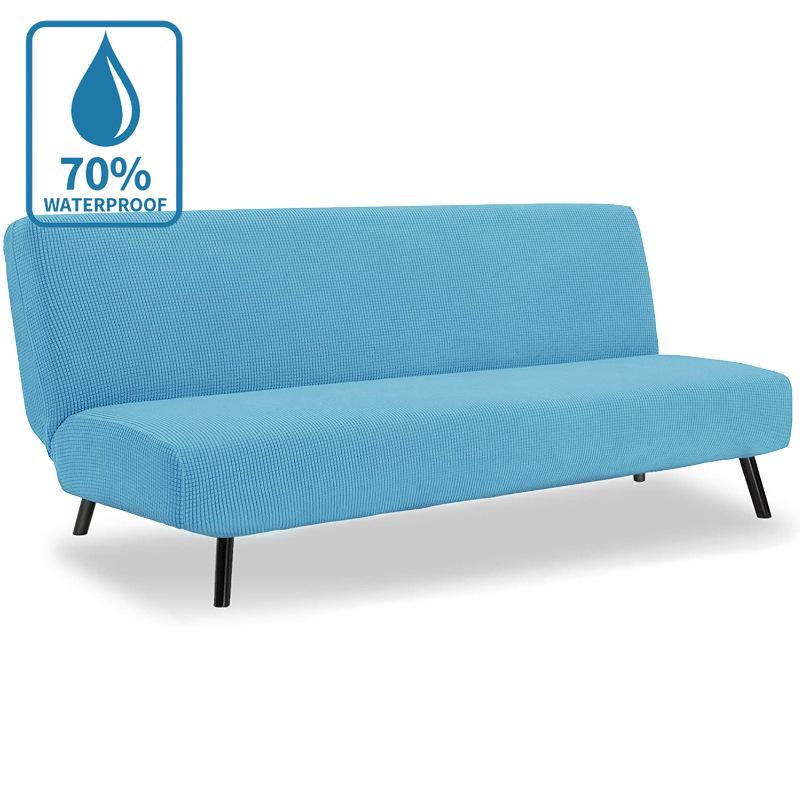

Water-Resistant Armless Sofa Bed Cover Solid Color Stretchableastic Slipcover Folding Furniture Home Futon Sofa Bench Cover S 120-160cm