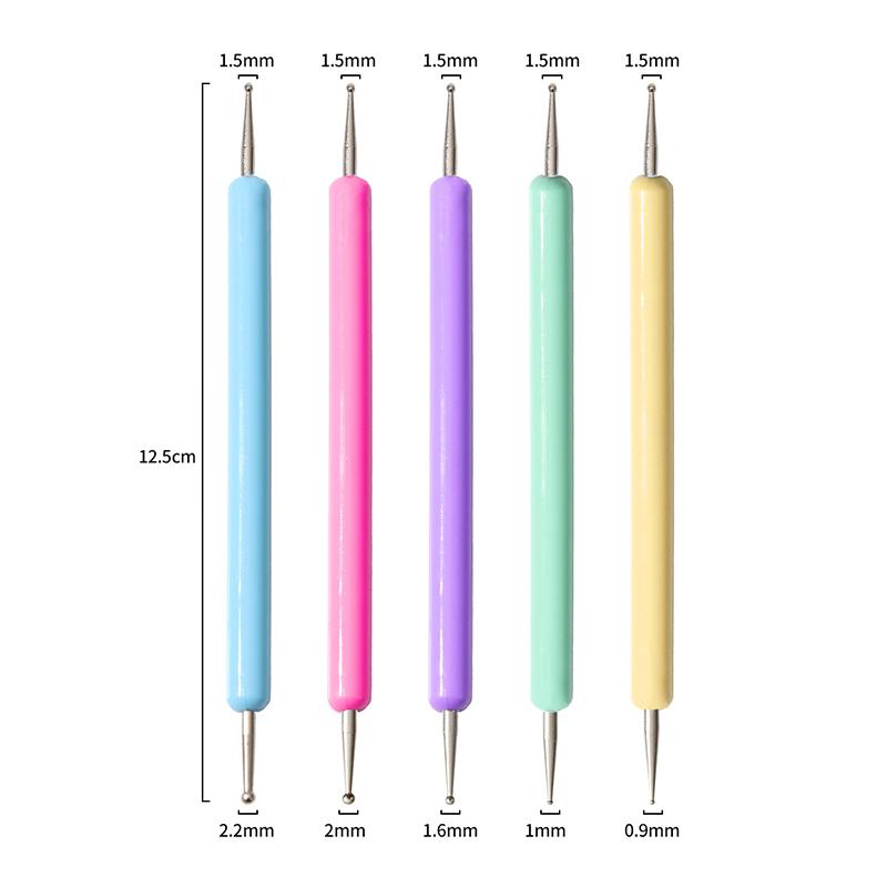 

5 шт./набор двухсторонних ручек для доттинга для нейл-арта с цветной ручкой 3D УФ-гель лайнер кисть для рисования цветов