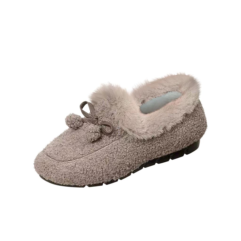 Winter Warm Womens Flat Shoes Indoor Cotton Slippers With Thick Sole Anti-Slip Warm Footwear Soft Bottom Plush Postpartum Shoes