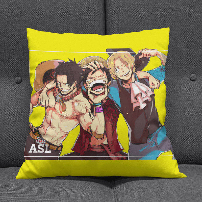 Anime Op Luffy Pillow Cover, Cute Chibi Smile Print Cushion Cover, Polyester Throw Pillow Case For Sofa Bedroom Car, Home Decor