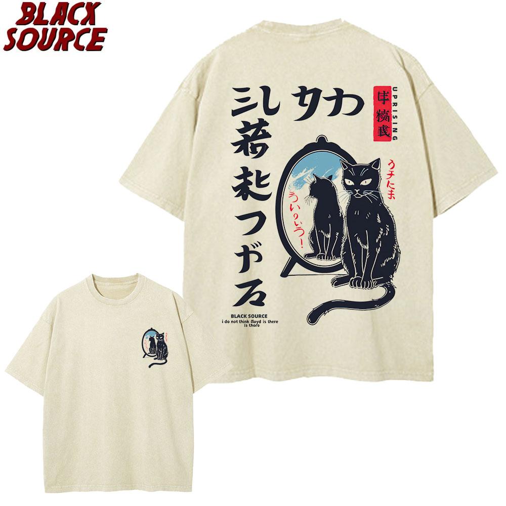 

T I Do Not Think Therefore I Do Not Am T Shirt Funny Fashion Japanese Cat Meme Short Sleeve Tshirt Women Casual Tshirts S