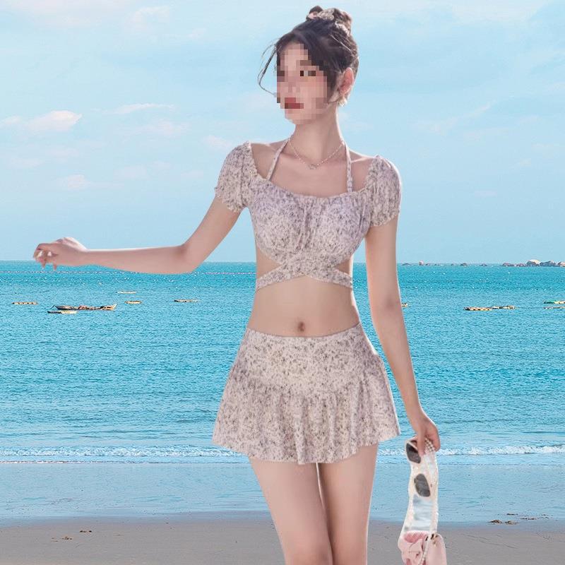 2024 Fresh Fairy Floral Japanese Push-Up Two-Piece Swimsuit for Women
