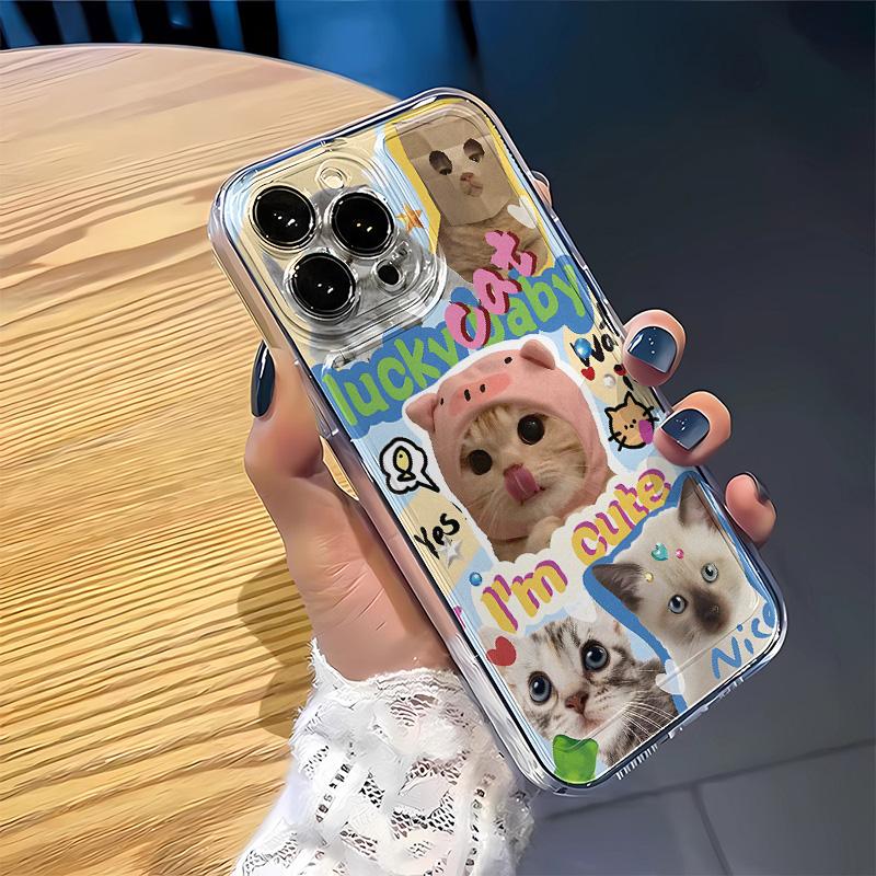 Cute Cat Comic Phone Case For IPhone 13 11 Case IPhone 15 17 13 12 14 16 Pro Max 16 Plus 17 Air Soft Silicone Shockproof Cover