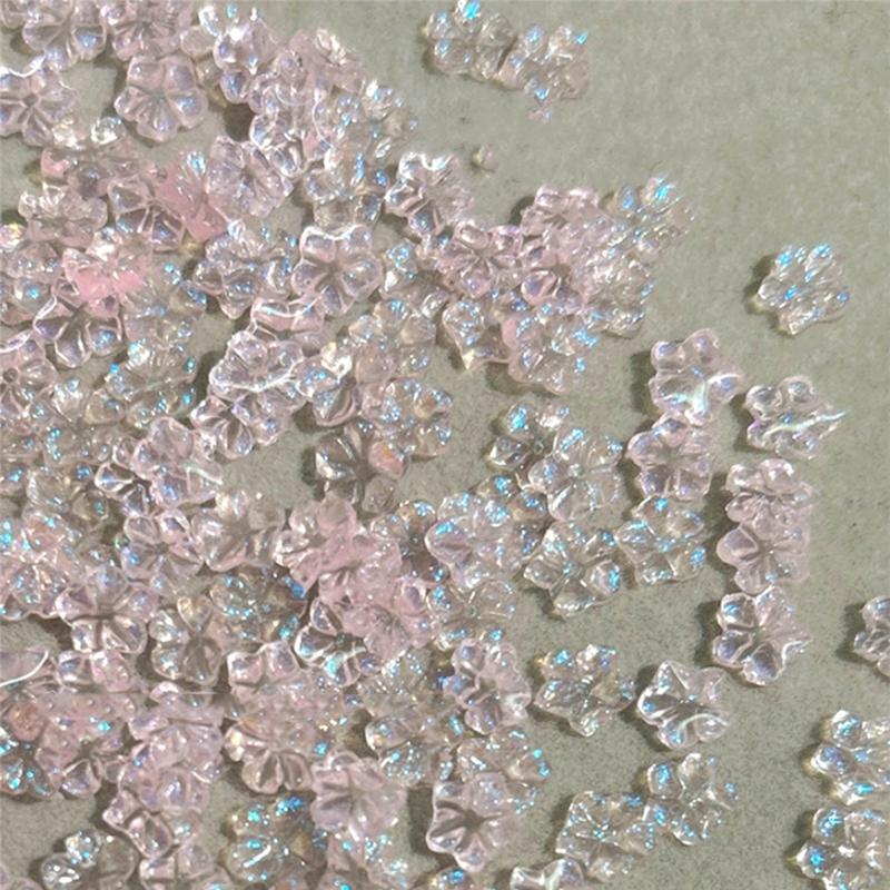 100Pcs/Pack Diy Nail Art Decor Icy Little Flower Nail Drills Five-Petal Flower Nail Art Jewelry Manicure Diamond Manicure Design