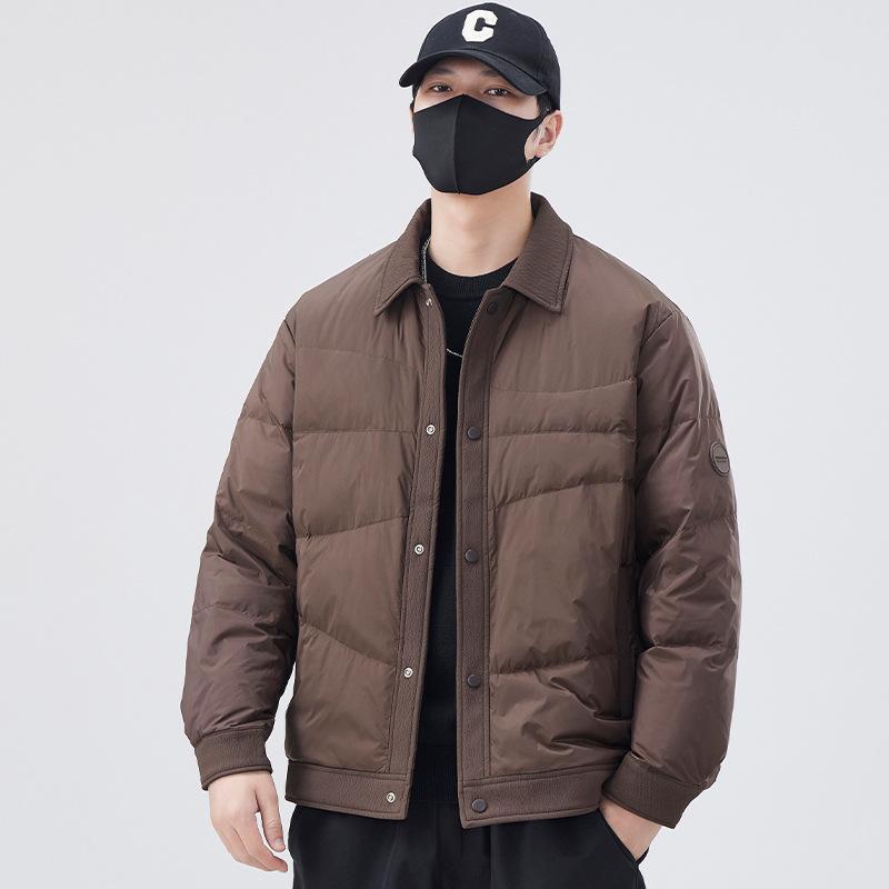 

Winter new spliced lapel down jacket men s Korean trend casual white duck down warm versatile jacket cotton jacket 4XL