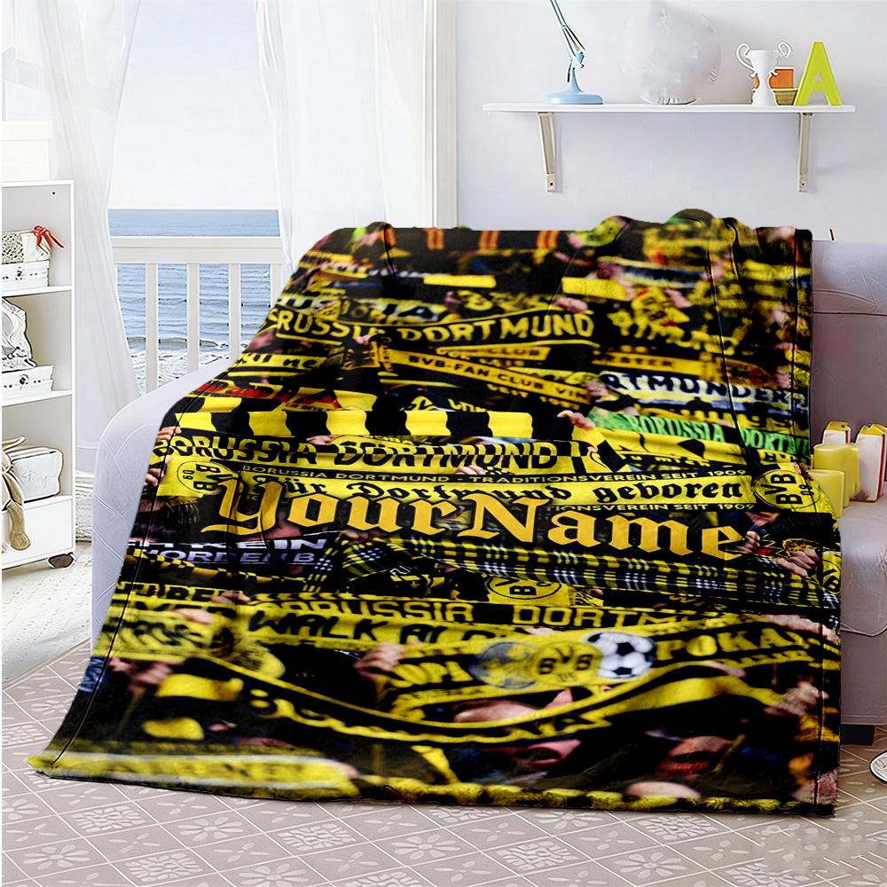 Borussia Dortmund Personalized Text Blanket Multi-purpose Personalized Blanket Soft Warm Cozy for Bedding Nap Office Sofa for All Occasions